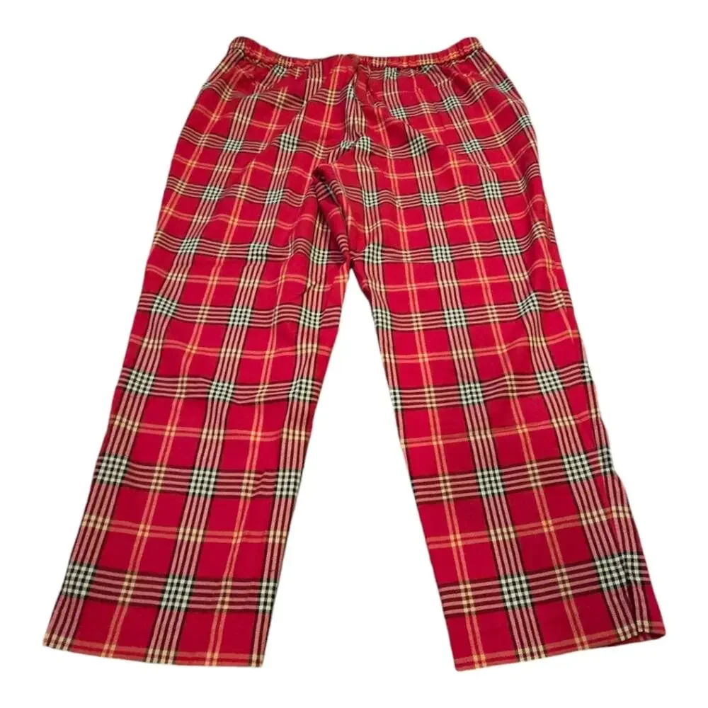 Chaus Red and White Plaid Pull On Straight Leg Pants Plus Size XXL NEW - Picture 5 of 14
